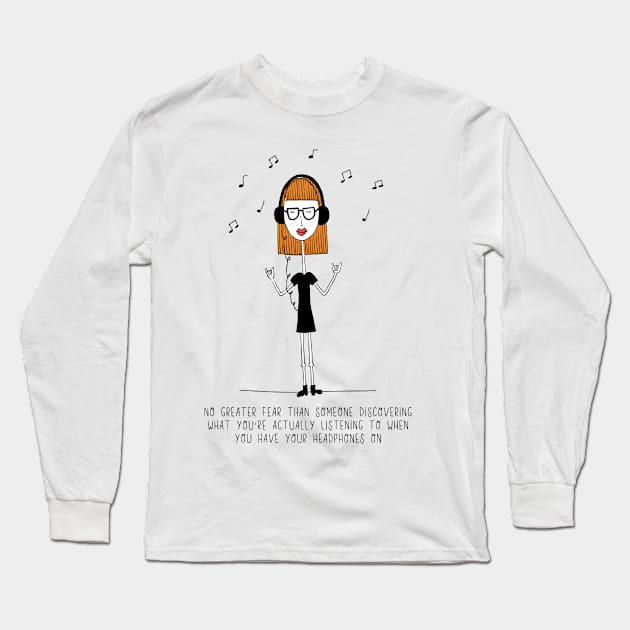 Headphone Fears Long Sleeve T-Shirt by bustle